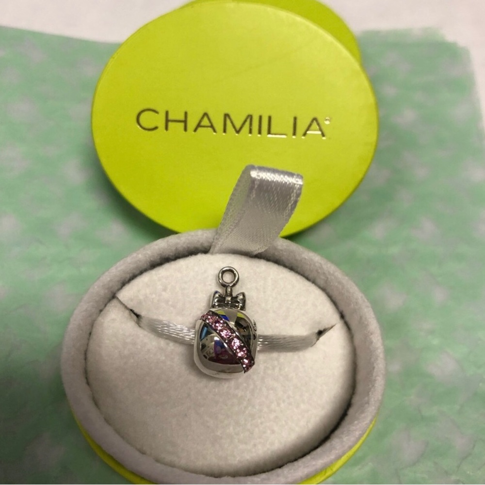 NEW- Having a Girl?? Baby Rattle for a girl by Chamilia with pink stones.